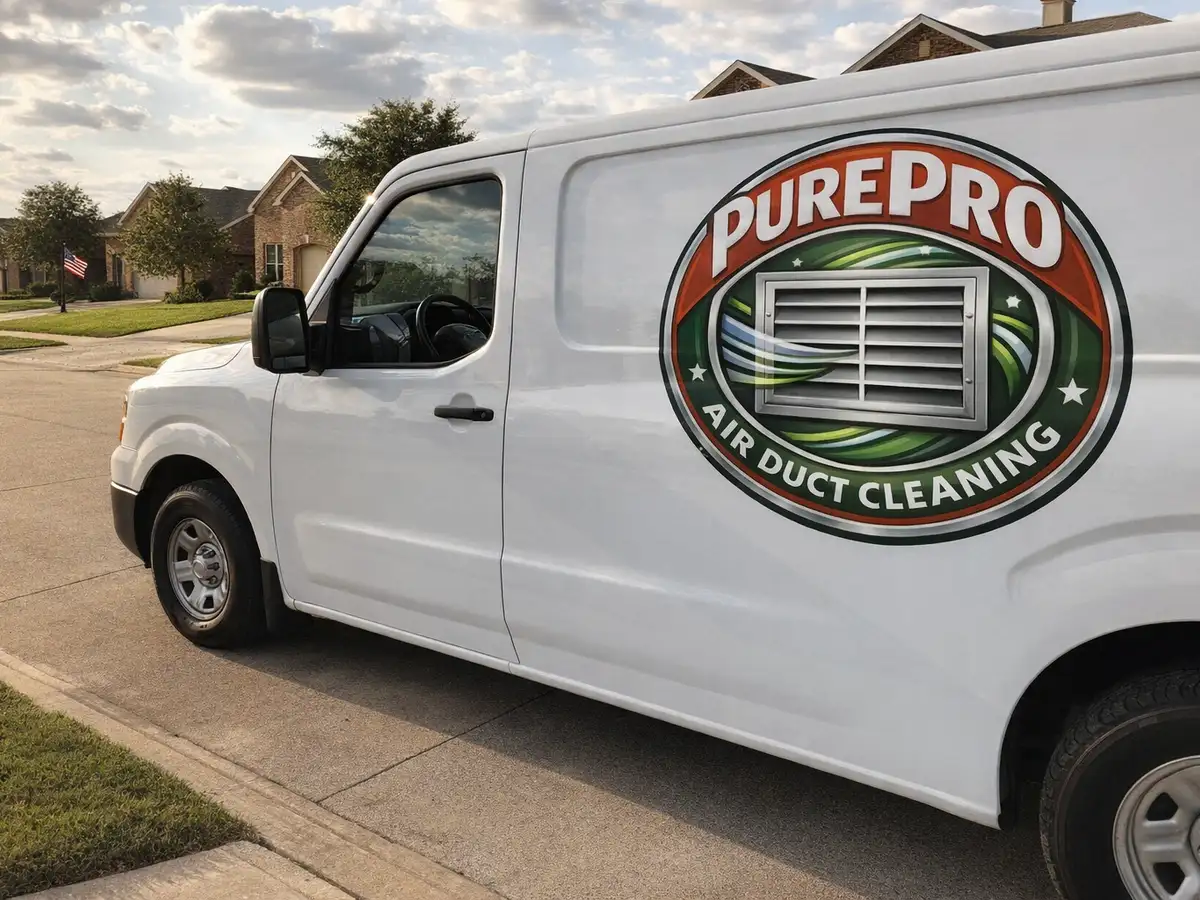 Service van arriving on a Houston, TX street — local same-day coverage